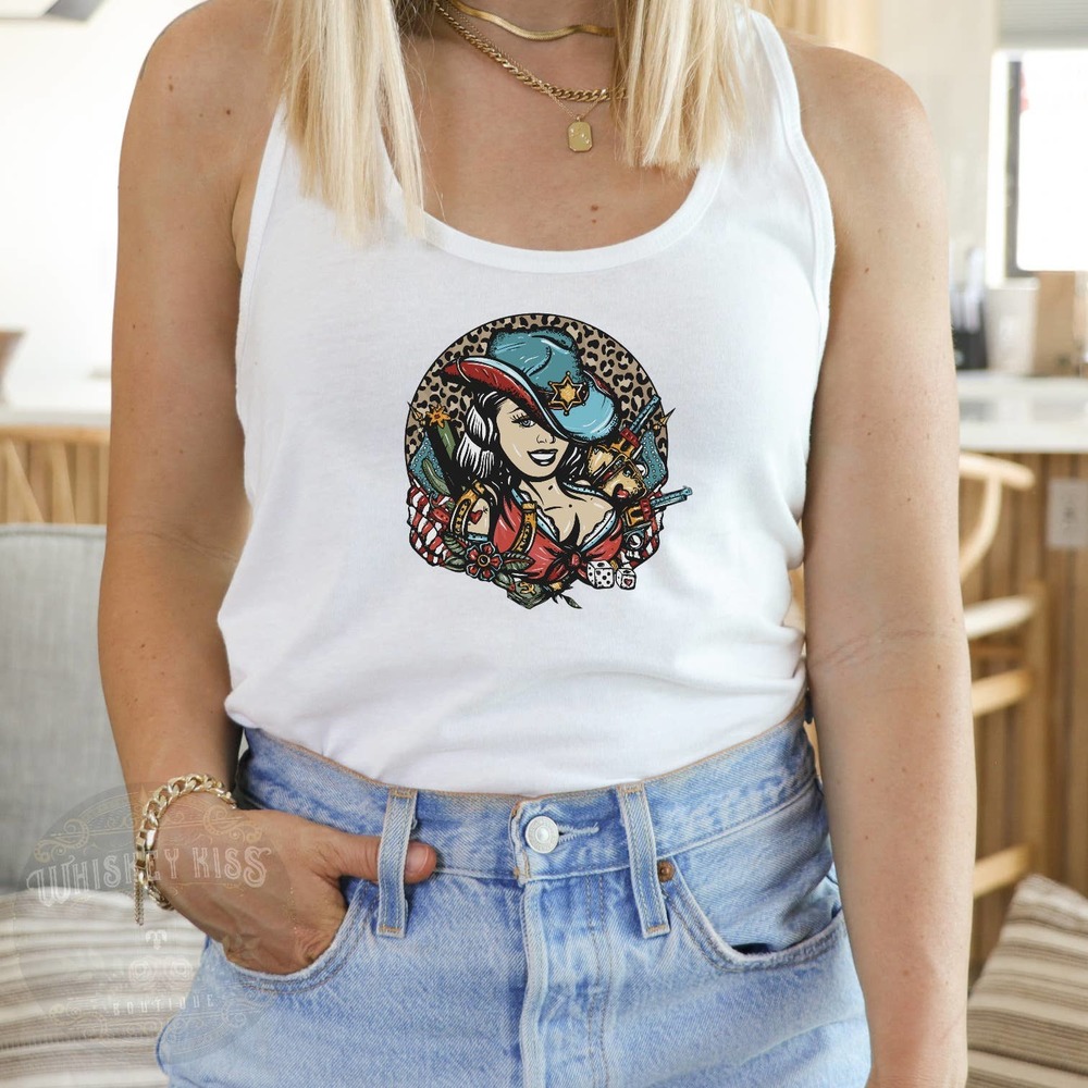 Western Cowgirl Handmade Sublimated Graphic Tank Top - Picture 8 of 8